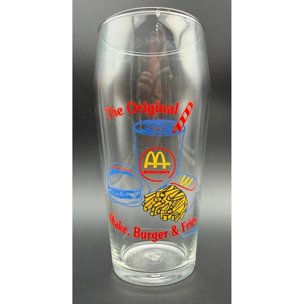 Vintage 1993 McDonalds The Original Shake Burger Fries Glass Collector Tumbler
